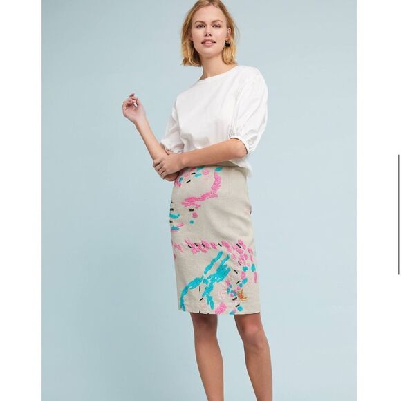 Anthropologie Tracy Reese Albury Linen Skirt - Picture 1 of 8